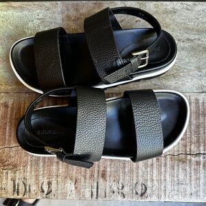 Womens cute functional P.A.R.O.S.H. sandal black leather white trim 39